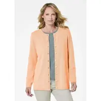 Goldner Eleganter Herbstcardigan mit Rundhals in pfirsich | Gr.: 48