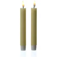 Deluxe Home Art 2x LED Stabkerzen Mia Tafelkerzen Echtwachs H: 15cm in gelb | Gr.: onesize