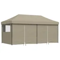 vidaXL Partyzelt Faltbar Pop-Up mit 4 Seitenteilen Taupe