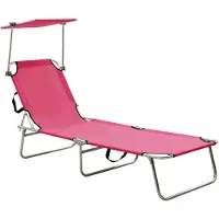 vidaXL Klappliege mit Sonnendach Stahl Rosa