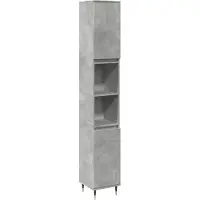 vidaXL Badschrank Betongrau 30x30x190 cm Holzwerkstoff