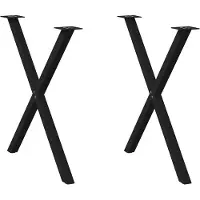 vidaXL Esstischbeine X-Form 2 Stk. Schwarz 80x(72-73) cm Stahl
