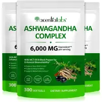 P-Beauty Ashwagandha Extrakt Komplex Hochdosiert Labor Vegan Natur, 3x 300 Softgels