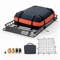 Vevor Dachkorb Auto 1371 x 864 x 102 mm Dachträgerkorb (Q195-Legierungsstahl) mit Wasserdichter Tasche (Oxford) und Ratschengurten 90,72 kg Tragkraft Dachgepäckträger für SUV Lkw Pkw Autodachkorb