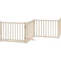 vidaXL 4-tlg. Hundetor mit Tür Faltbar 320 cm Massivholz Tanne