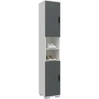 VCM Schuhschrank "Holz schmaler Schuhschrank Dielenmöbel Gados M", schwarz (weiß, anthrazit), B:30cm T:33cm, Obermaterial: 100% Holz Wood., Schränke, Schuhschrank