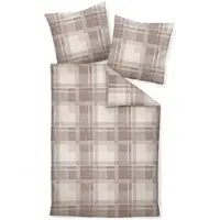 Traumschloss Premium Flanell Bettwäsche - kariert, natur, flieder in lila | Gr.: 200 x 200 + 2 x 80 x 80 cm