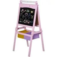 HOMCOM Kinderstaffelei MDF Vliesstoff Rosa 58,5L x 50,5B x 118H cm