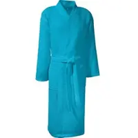 Erwin Müller Piqué Unisex-Bademantel lang Hohenfels in türkis | Gr.: S