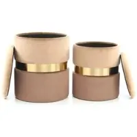 Kayoom Hocker Zora 2erSet in hellbraun - gold - braun | Gr.: onesize