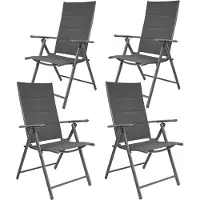 Ed Brubaker 4er Set Gartenstühle Riva - Faltstühle klappbar- 7-Fach verstellbare Rückenlehnen - wetterfeste Klappstühle - Anthrazit
