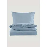 Hessnatur Perkal Bettwäsche-Set in graublau | Gr.: 240x220 (2x 40x80 cm)