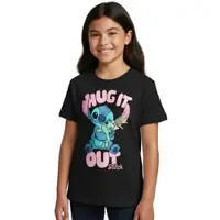 Lilo & Stitch Disney T-Shirt Hug it out Oberteil Shirt kurzärmlig in schwarz | Gr.: 134/140
