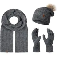 Rock Creek Schal Mütze Handschuhe Set in Dunkelgrau | Gr.: onesize
