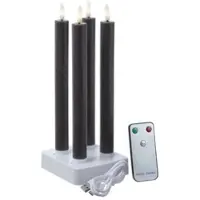 MARELIDA 4x LED Stabkerzen Tafelkerzen wiederaufladbar H: 25cm in grau | Gr.: onesize