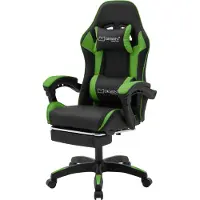 ML-Design Gaming Stuhl mit Fußstütze, Schwarz-Grün aus Kunstleder, Ergonomischer Bürostuhl mit Armlehne Kopfstütze Lendenkissen, Drehstuhl verstellbar