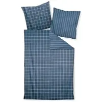 Janine Wendebettwäsche Karo Streifen modern classic Kissenbezug einzeln 40x40 cm | atlantik - blau