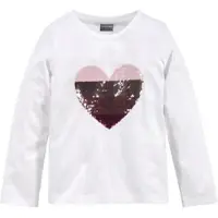 Kidsworld Langarmshirt ", mit Paillettenherz zum Wenden" Langarm, Basic-Passform, mit glitzernden Pailletten