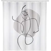 Wenko Duschvorhang ''Ladyline'' in Weiß/ Beige - (L)200 x (B)180 cm | Gr.: onesize