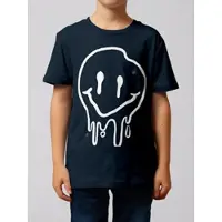 Wat? Apparel T-Shirt Smiley in Dunkelblau | Gr.: 152-164