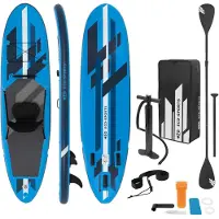 ECD-Germany Aufblasbares Stand Up Paddle Board Kajak Sitz, 320x82x15 cm, Blau, PVC, bis 120kg, inkl. Pumpe Tragetasche Zubehör