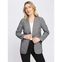 Sieh an! Jackenblazer CLASSIC BASICS "Blazer", Damen, Gr. 38, grau (grau, ecru, gestreift), 100% Polyester, Blazer Jackenblazer