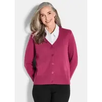 Goldner Eleganter Cardigan mit V-Ausschnitt in pink | Gr.: 48