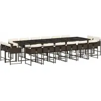 vidaXL 17-tlg. Garten-Essgruppe mit Kissen Braun Poly Rattan