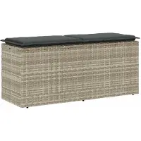 vidaXL Gartenbank mit Kissen Hellgrau 110x40x44 cm Poly Rattan