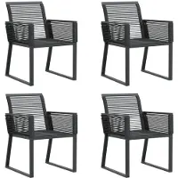 vidaXL Gartenstühle 4 Stk. Schwarz Poly Rattan