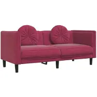 vidaXL Sofa mit Kissen 2-Sitzer Weinrot Samt
