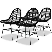 vidaXL Esszimmerstühle 4 Stk. Natur Rattan Schwarz