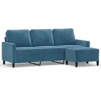 vidaXL 3-Sitzer-Sofa mit Hocker Blau 180 cm Samt