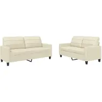 vidaXL 2-tlg. Sofagarnitur mit Kissen Creme Kunstleder