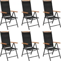 vidaXL Gartenstühle Klappbar 6 Stk. Textilene Schwarz