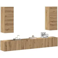 vidaXL 4-tlg. TV-Schrank-Set Wandmontage Artisan-Eiche Holzwerkstoff