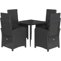 vidaXL 5-tlg. Garten-Essgruppe mit Kissen Schwarz Poly Rattan