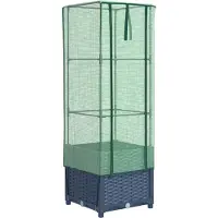 vidaXL Hochbeet mit Gewächshaus-Aufsatz Rattan-Optik 40x40x139 cm