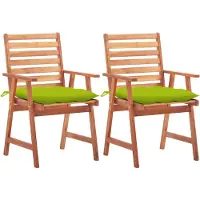 vidaXL Garten-Essstühle 2 Stk. mit Kissen Massivholz Akazie