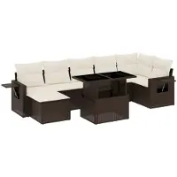 vidaXL 8-tlg. Garten-Sofagarnitur mit Kissen Braun Poly Rattan