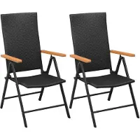 vidaXL Stapelbare Gartenstühle 2 Stk. Poly Rattan Schwarz