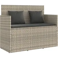 vidaXL Gartenbank mit Kissen Hellgrau Poly Rattan