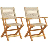 vidaXL Gartenstühle 2 Stk. Beige Massivholz Akazie und Poly Rattan
