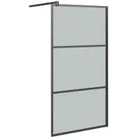 vidaXL Duschwand für Walk-In Dusche 115x195 cm Dunkel ESG Glas Schwarz