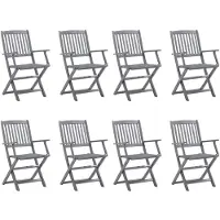 vidaXL Klappbare Gartenstühle 8 Stk. mit Kissen Massivholz Akazie