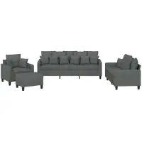 vidaXL 4-tlg. Sofagarnitur mit Kissen Dunkelgrau Stoff