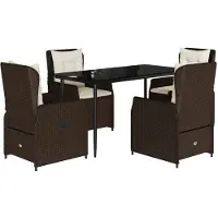 vidaXL 5-tlg. Garten-Essgruppe mit Kissen Braun Poly Rattan