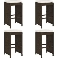 vidaXL Garten-Barhocker mit Kissen 4 Stk. Braun Poly Rattan