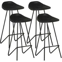 vidaXL Barhocker 4 Stk. Schwarz Echtleder