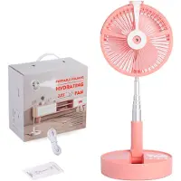 Ele eleoption Multifunktionaler klappbarer Teleskop-Sprühventilator mit Luftbefeuchter Schreibtischlampe Power Bank Telefonhalter Funktionen für Heimreisen Outdoor-Sport - Rosa